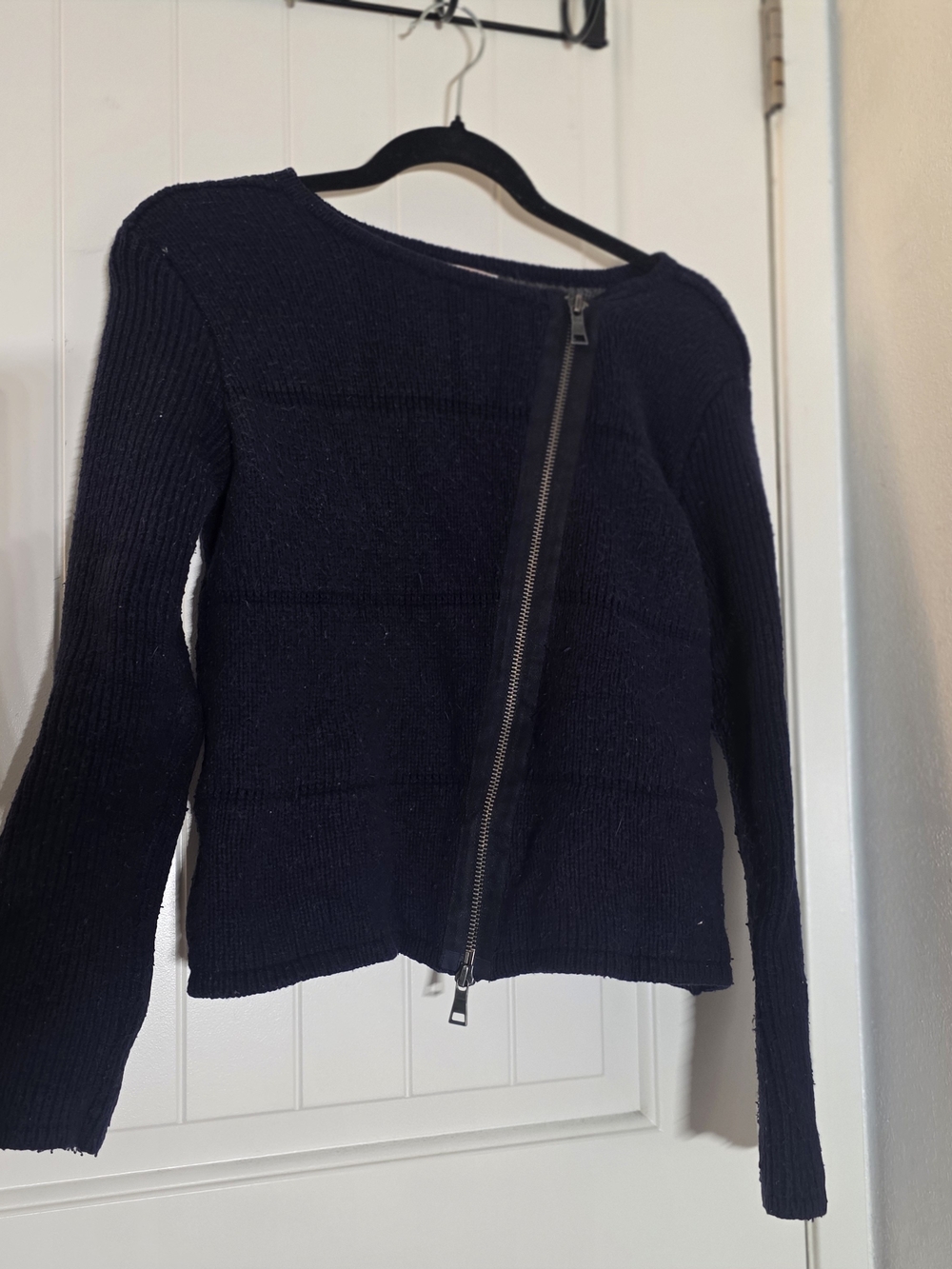 GAP Dark Navy Asymmetric Zip Knit Cardigan